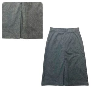 Betsey Johnson Gray Pencil Aline Midi Skirt Front Pleat  Retro Style Size Medium